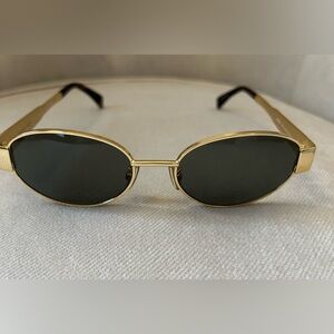 Celine Gold and Black Oval Sunglasses